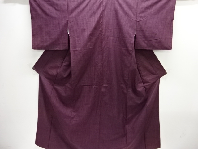 縞織り出し手織り紬着物